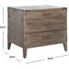 SAFAVIEH Couture Home Collection Nisha Light Grey 3-Drawer Wood Nightstand Table (Fully Assembled)(Light Brown)