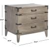 SAFAVIEH Couture Home Collection Nisha Light Grey 3-Drawer Wood Nightstand Table (Fully Assembled)(Light Grey)