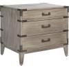 SAFAVIEH Couture Home Collection Nisha Light Grey 3-Drawer Wood Nightstand Table (Fully Assembled)(Light Grey)