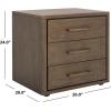 SAFAVIEH Couture Home Collection Rosey Light Grey 3-Drawer Wood Nightstand Table (Fully Assembled)(Brown)