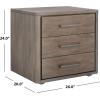 SAFAVIEH Couture Home Collection Rosey Light Grey 3-Drawer Wood Nightstand Table (Fully Assembled)(Light Brown)