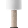 SAFAVIEH Couture Lighting Collection – Jillianna Travertine & White Table Lamp, Modern Cylinder Base, LED Bulb Included (CTL1095A)