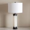 SAFAVIEH Couture Lighting Collection Chavez Alabaster/Gold 28-inch Bedroom Living Room Home Office Desk Nightstand Table Lamp (LED Bulb Included)(White/Black)