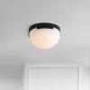SAFAVIEH Couture Lighting Collection Eddie Silver/Off-White Alabaster Flush Mount Ceiling Light (LED Bulb Included)(Black/Off White)