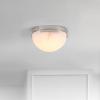 SAFAVIEH Couture Lighting Collection Eddie Silver/Off-White Alabaster Flush Mount Ceiling Light (LED Bulb Included)(Silver/Off White)