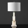 SAFAVIEH Couture Lighting Collection Gardiner Alabaster/Nickel Tiered 28-inch Bedroom Living Room Home Office Desk Nightstand Table Lamp (LED Bulb Included)(Nickel/White)