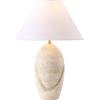SAFAVIEH Couture Lighting Collection Janette Travertine/White 25-inch Table Lamp for Bedroom Living Room Home Office Desk Nightstand (LED Bulb Included)