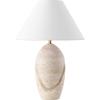 SAFAVIEH Couture Lighting Collection Janette Travertine/White 25-inch Table Lamp for Bedroom Living Room Home Office Desk Nightstand (LED Bulb Included)