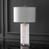 SAFAVIEH Couture Lighting Collection Massey Handmade White Alabaster 27-inch Round Table Lamp