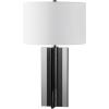 SAFAVIEH Couture Lighting Collection Rollins Square Metal Gold/White 27-inch Bedroom Living Room Home Office Desk Nightstand Table Lamp (LED Bulb Included)(Nickel/White)