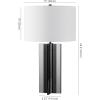 SAFAVIEH Couture Lighting Collection Rollins Square Metal Gold/White 27-inch Bedroom Living Room Home Office Desk Nightstand Table Lamp (LED Bulb Included)(Nickel/White)