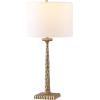 SAFAVIEH Couture Lighting Collection Roxalina Black/White Metal Base 29-inch Dimmable Table Lamp (LED Bulbs Included)(Antique Brass/White)