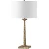 SAFAVIEH Couture Lighting Collection Roxalina Black/White Metal Base 29-inch Dimmable Table Lamp (LED Bulbs Included)(Antique Brass/White)