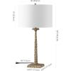 SAFAVIEH Couture Lighting Collection Roxalina Black/White Metal Base 29-inch Dimmable Table Lamp (LED Bulbs Included)(Antique Brass/White)