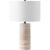 SAFAVIEH Couture Lighting Collection Rynetta Dark Brown/White 24-inch Dimmable Table Lamp for Bedroom Living Room Home Office Desk Nightstand (LED Bulb Included)(Light Brown/White)