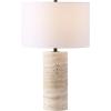 SAFAVIEH Couture Lighting Collection Rynetta Dark Brown/White 24-inch Dimmable Table Lamp for Bedroom Living Room Home Office Desk Nightstand (LED Bulb Included)(Light Brown/White)