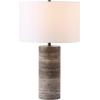 SAFAVIEH Couture Lighting Collection Rynetta Dark Brown/White 24-inch Dimmable Table Lamp for Bedroom Living Room Home Office Desk Nightstand (LED Bulb Included)(Dark Brown/White)