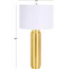SAFAVIEH Couture Lighting Collection Terry Modern Metal Pillar Gold/White 30-inch Bedroom Living Room Home Office Desk Nightstand Table Lamp (LED Bulb Included)(Gold/White)