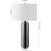 SAFAVIEH Couture Lighting Collection Terry Modern Metal Pillar Gold/White 30-inch Bedroom Living Room Home Office Desk Nightstand Table Lamp (LED Bulb Included)(Nickel/White)