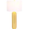 SAFAVIEH Couture Lighting Collection Terry Modern Metal Pillar Gold/White 30-inch Bedroom Living Room Home Office Desk Nightstand Table Lamp (LED Bulb Included)(Gold/White)
