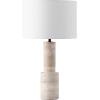 SAFAVIEH Couture Lighting Collection Tywin Travertine/White 27-inch Dimmable Table Lamp for Bedroom Living Room Home Office Desk Nightstand (LED Bulb Included)