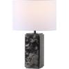 SAFAVIEH Couture Lighting Collection Zahra White Marble 23-inch Dimmable Table Lamp for Bedroom Living Room Home Office Desk Nightstand (LED Bulb Included)(Black / White)