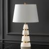 SAFAVIEH Couture Lighting Collection Zhang Handmade White/Gold Alabaster 25-inch Table Lamp(White/Gold)