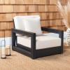SAFAVIEH Couture Montford Brazilian Teak Indoor/Outdoor Arm Chair(Navy)