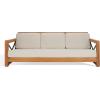 SAFAVIEH Couture Outdoor Patio Furniture Collection – Curacao 3-Seat Patio Sofa, Brazilian Teak Wood Frame with Removable White Cushions, Modern Outdoor Seating (CPT1010A)