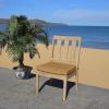 SAFAVIEH Couture Patio Dominica Natural and White Wooden Outdoor Dining Chair (Set of 2), Natural/White(Natural/Brown)