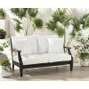 SAFAVIEH Couture Patio Martinique Natural and White Wood Outdoor Loveseat, Natural/White(Black/White)