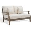 SAFAVIEH Couture Patio Martinique Natural and White Wood Outdoor Loveseat, Natural/White(Light Grey/Beige)
