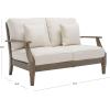 SAFAVIEH Couture Patio Martinique Natural and White Wood Outdoor Loveseat, Natural/White(Light Grey/Beige)