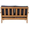 SAFAVIEH Couture Patio Martinique Natural and White Wood Outdoor Loveseat, Natural/White(Natural Teak/Navy)