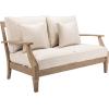 SAFAVIEH Couture Patio Martinique Natural and White Wood Outdoor Loveseat, Natural/White(Natural/Beige)