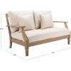 SAFAVIEH Couture Patio Martinique Natural and White Wood Outdoor Loveseat, Natural/White(Natural/Beige)