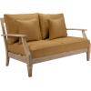 SAFAVIEH Couture Patio Martinique Natural and White Wood Outdoor Loveseat, Natural/White(Natural/Brown)
