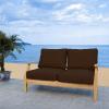 SAFAVIEH Couture Patio Martinique Natural and White Wood Outdoor Loveseat, Natural/White(Natural/Dark Brown)
