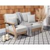 SAFAVIEH Couture Patio Martinique Natural and White Wood Outdoor Loveseat, Natural/White(Natural/Grey)