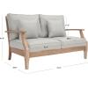 SAFAVIEH Couture Patio Martinique Natural and White Wood Outdoor Loveseat, Natural/White(Natural/Grey)