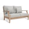 SAFAVIEH Couture Patio Martinique Natural and White Wood Outdoor Loveseat, Natural/White(Natural/Grey)