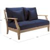 SAFAVIEH Couture Patio Martinique Natural and White Wood Outdoor Loveseat, Natural/White(Natural/Navy)