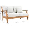 SAFAVIEH Couture Patio Martinique Natural and White Wood Outdoor Loveseat, Natural/White(White/Natural Teak)