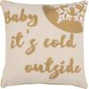 SAFAVIEH Home Cold Outside Beige and Gold Snowflake 18-inch Decorative Pillow Pillow