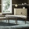 SAFAVIEH Home Collection – Abilene Tufted Rustic Oak Semi-Circle Accent Bench, Grey Velvet Upholstered Seating, French-Inspired Entryway or Bedroom Bench (FOX6238B)(Grey / Rustic Oak)
