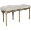 SAFAVIEH Home Collection – Abilene Tufted Rustic Oak Semi-Circle Accent Bench, Grey Velvet Upholstered Seating, French-Inspired Entryway or Bedroom Bench (FOX6238B)(Grey / Rustic Oak)