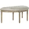 SAFAVIEH Home Collection – Abilene Tufted Rustic Oak Semi-Circle Accent Bench, Grey Velvet Upholstered Seating, French-Inspired Entryway or Bedroom Bench (FOX6238B)(Grey / Rustic Oak)