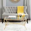 SAFAVIEH Home Collection – Alphonse Gold Leaf Curved Leg Coffee Table with Tempered Glass Top, Sculptural Glam Living Room Accent (FOX2541A)(Gold/Clear)