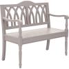 SAFAVIEH Home Collection – Benjamin Brown Solid Wood Accent Bench, Indoor Bench for Entryway, Bedroom or Living Room (AMH6500D)(Quartz Grey)