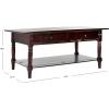 SAFAVIEH Home Collection – Boris Vintage Grey Coffee Table with Drawers & Shelf, Farmhouse Storage Coffee Table, Carved Detail Design (AMH5706A)(Dark Cherry)